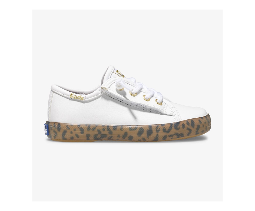 Kids Keds Sneakers - Kickstart Leopard Foxing Jr. - White - 7263-OPMTV